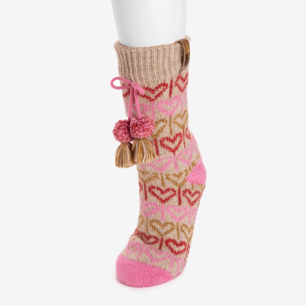 MUK LUKS TALL COTTAGE SOCKS FAWN WILD HEARTS OS NWOT